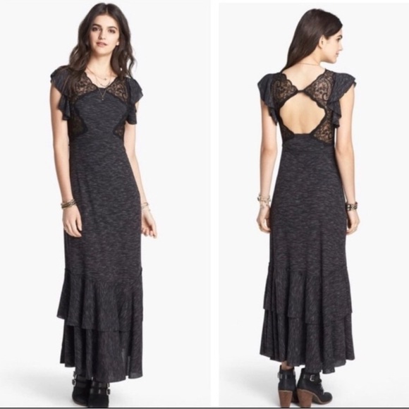 NWOT Free People Jersey and Black Lace Dress